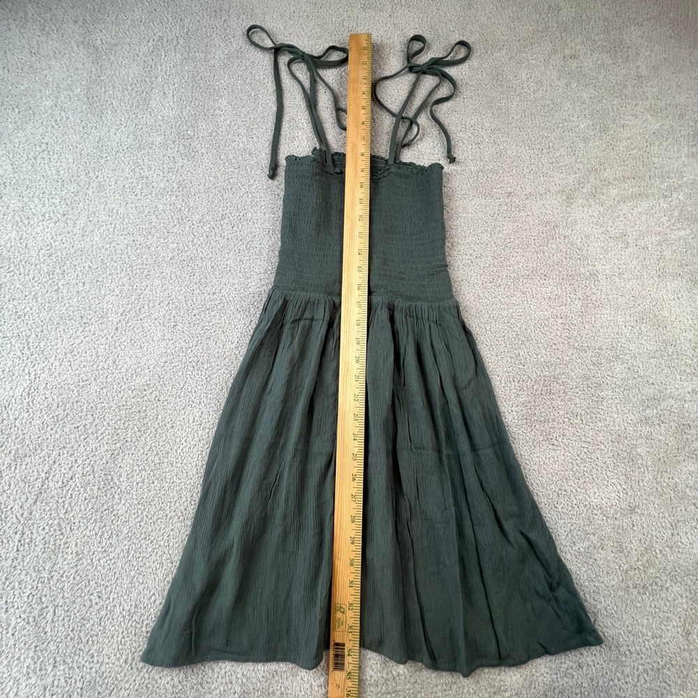 Boho Midi Dress Small Women's Natural Reflections Green Smocked Rayon Strap‎ - Picture 6 of 9